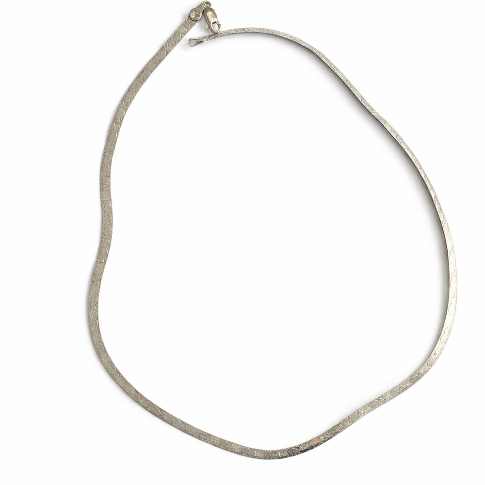 925 Italy VIOR Sterling Silver Elephant Herringbone Reversible Necklace 16”